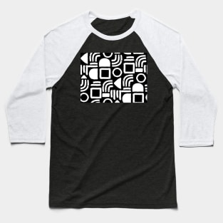 Black and White Minimal Solid Geometry Baseball T-Shirt